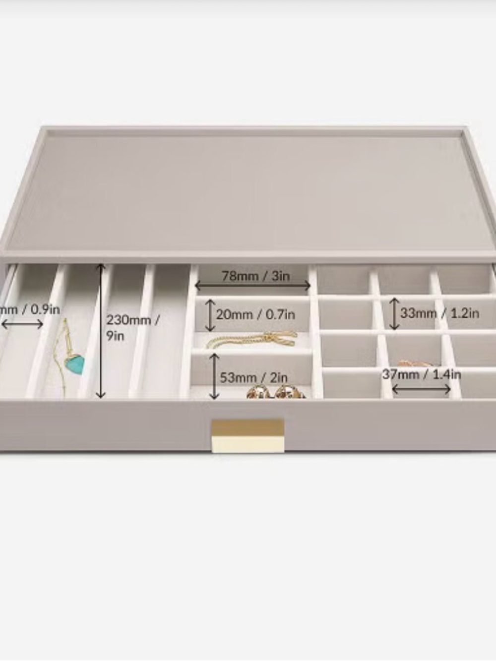 Container Store Stackers Supersize Charm Bracelet Drawer Jewelry Organizer Taupe